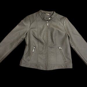 L2 Girl's Gray faux Leather Jacket, Size Medium